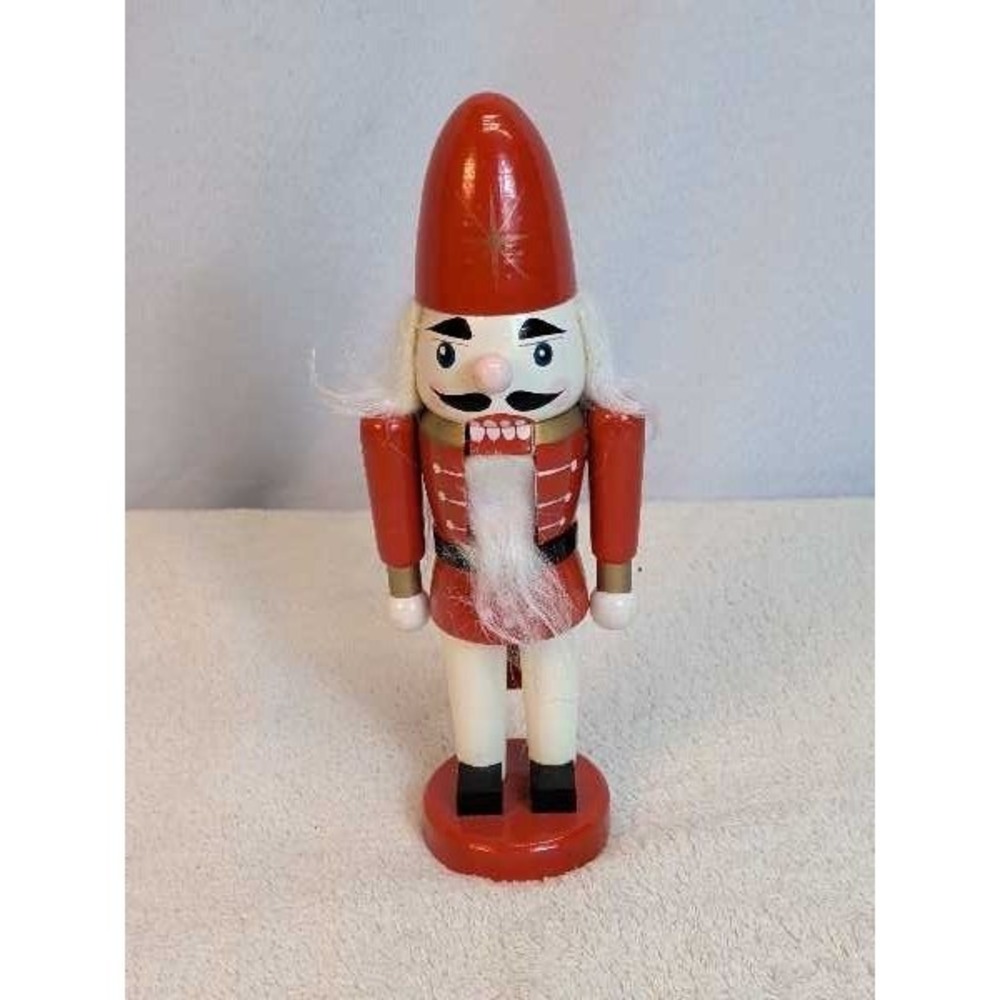Red Wooden Nutcracker Soldier Christmas Decor Festive Holiday Collectible